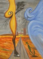 Surreales Gemälde: Blowing with the wind