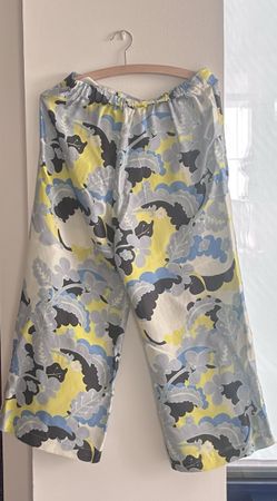 Pantalone cropped in seta fantasia – taglia S