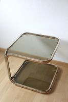 Vintage Beistelltisch Rauchglas Chrom 70er Retro Spaceage
