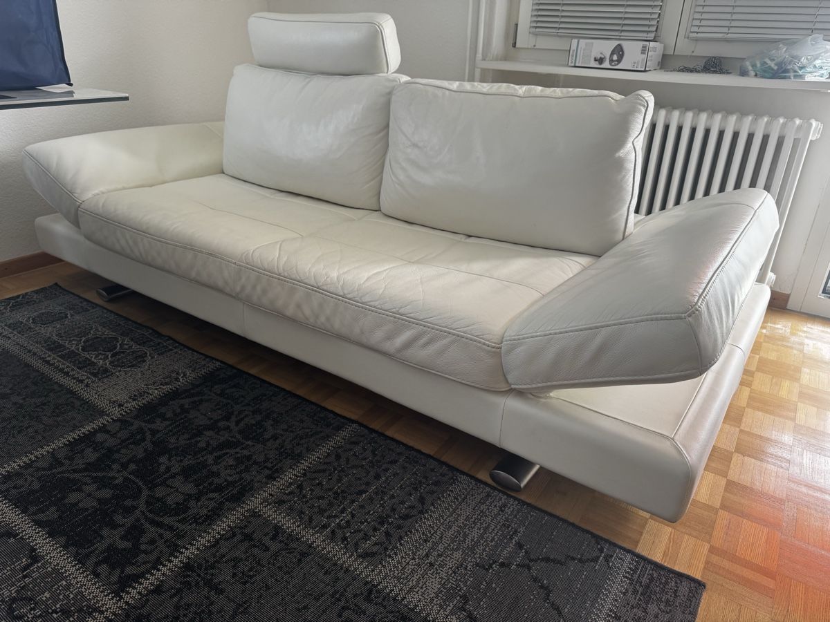 Divani: Design Leder-Sofa / Bett-Sofa, cremeweiss (grösser) – Usato da Romanshorn venduto da Benjamin__R 1