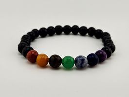 Chakra-Armband Holzperlen Schwarz Chakra-Steine Mehrfarbig