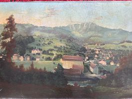 Ölgemälde ca. 75 x 53 cm Spinnerei im Tösstal /Appenzell ?