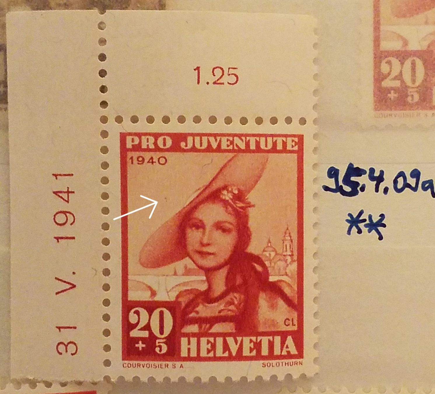 Tutti i francobolli: ABJ53) 95.4.09, Abart roter Punkt postfrisch – Nuovo (secondo la descrizione) da Baden venduto da Eggi