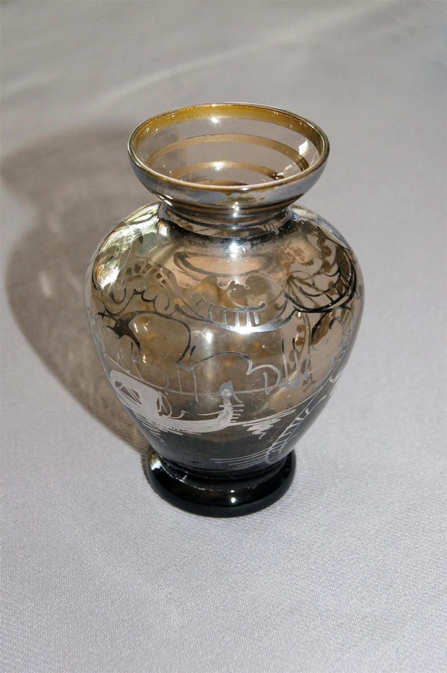 Murano Vasi & Recipienti: Muranovase rauchfarben mit Echtsilberauflage – Usato da Geroldswil venduto da ARTEFACTO