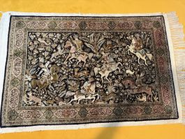 Antiker persischer Seidenteppich (Qom)