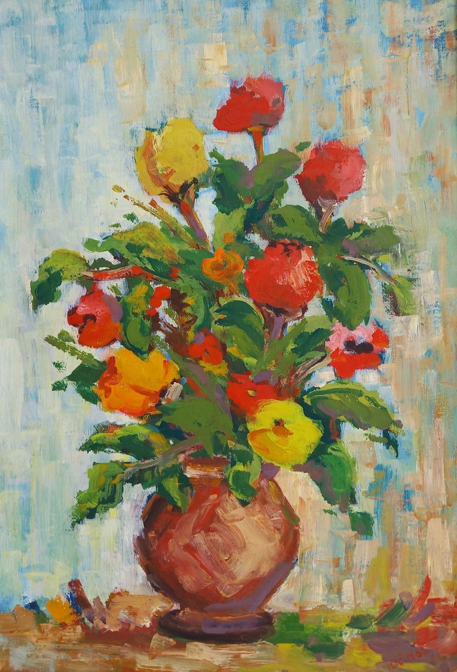 Dipinti: beau bouquet de fleurs signé ILIC. M. 85 – Usato da Lausanne venduto da leneko 1