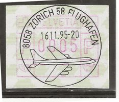 8058 ZÜRICH 58  FLUGHAFEN K255a LVT 16.11.95 auf ATM (FRAMA]