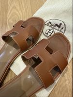 Hermès Oran Sandalen Cognac Gr. 38.5 mit Rechnung