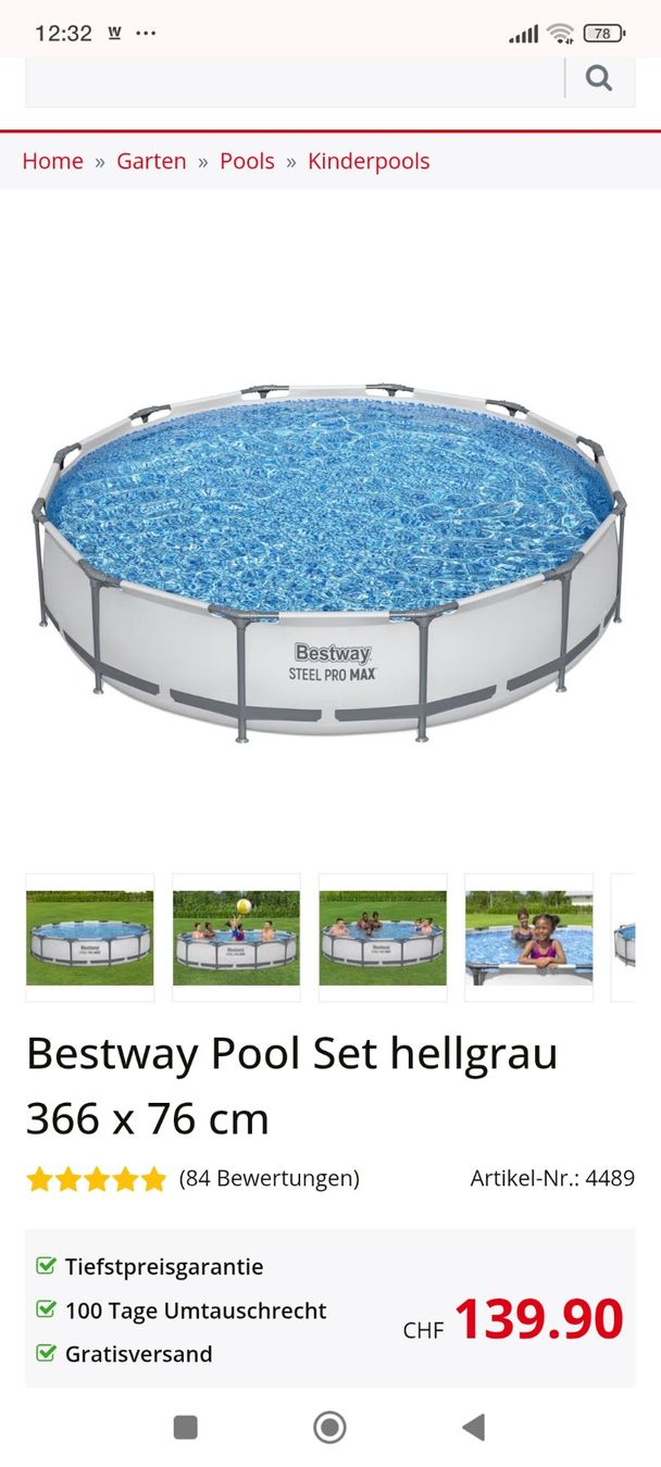 Piscine: Pool Bestway steelmax pro 366×76 – Usato da Büetigen venduto da gauloiser