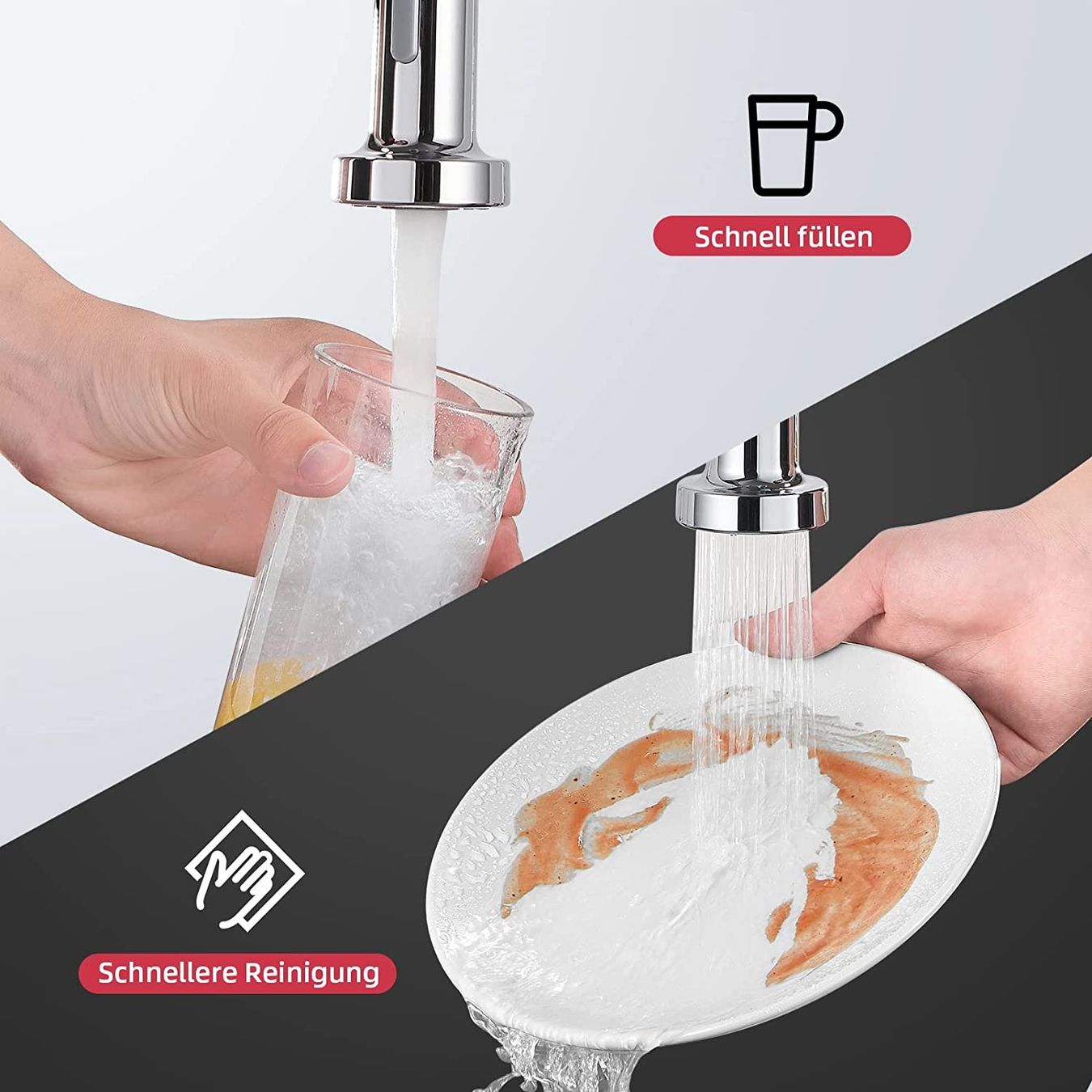 Rubinetteria: Küchenarmatur 360° mit Pull Down Sprüher Brause 2 Sprühmodi – Nuovo e nell'imballaggio originale da Herisau venduto da Serenco 3