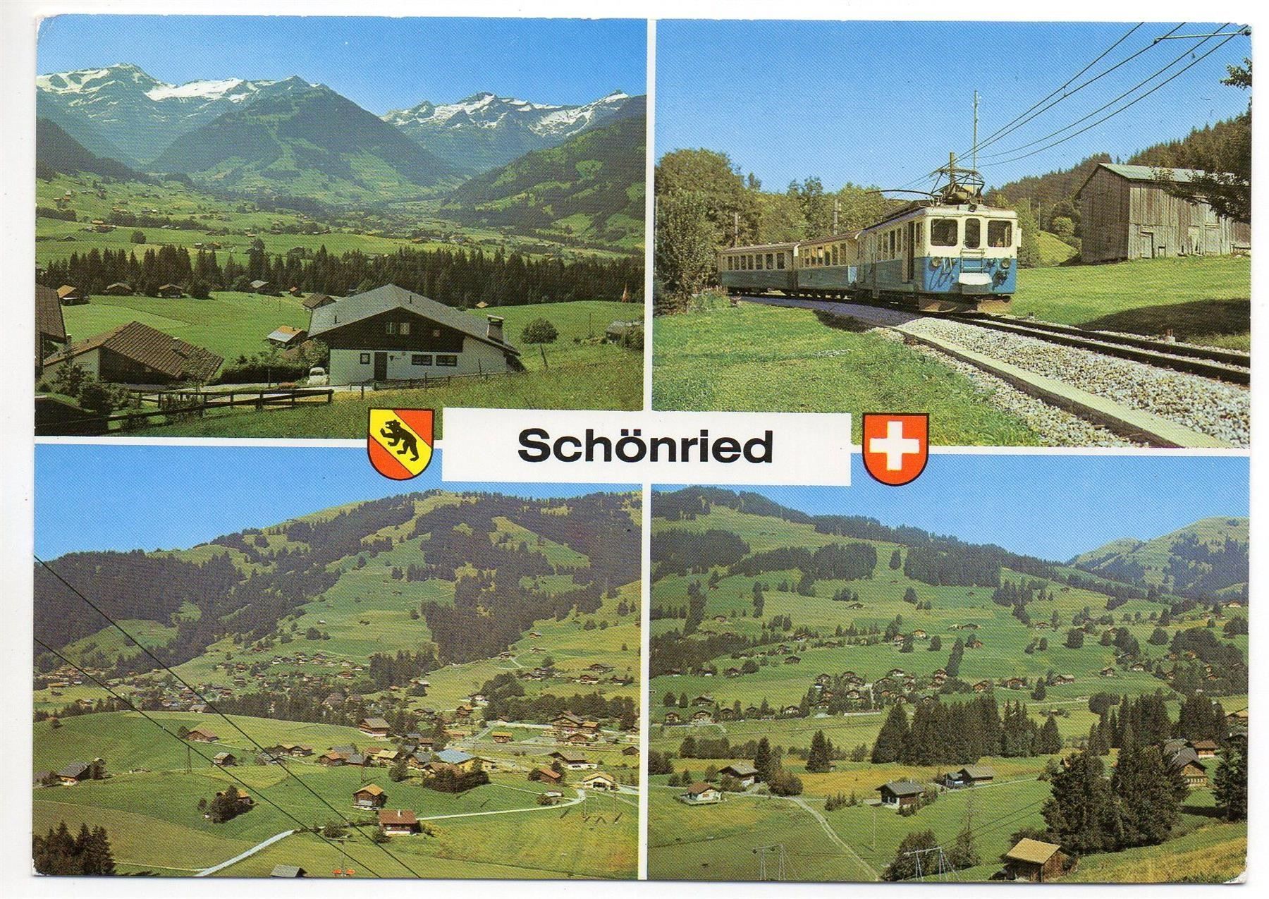 Cartes postales: 4-Bild-AK SCHÖNRIED mit Bahn – D'occasion à Jona par philajona