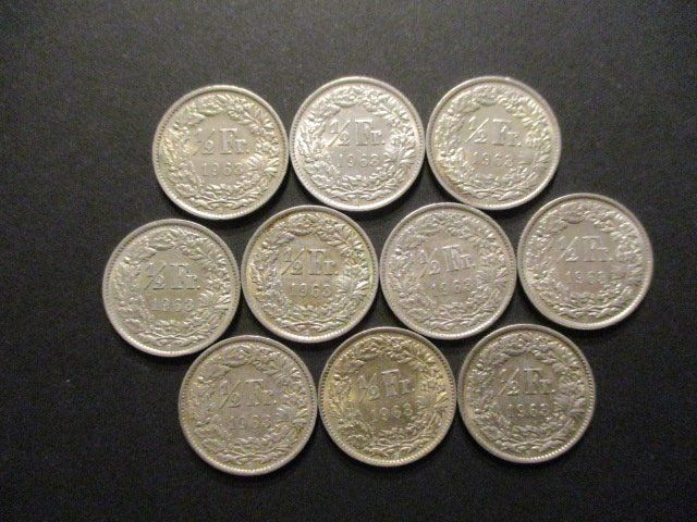 Alle Münzen: 10 x 50 Rp 1963 – Gebraucht aus Lovens von Jelmi