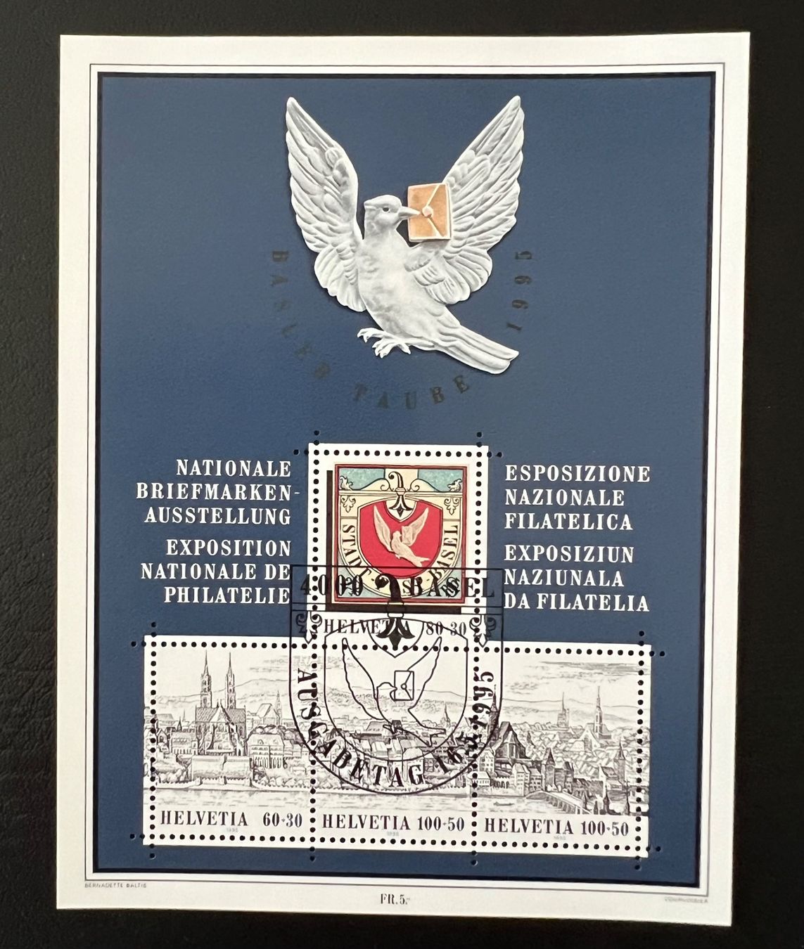 Tutti i francobolli: 1995 NABA Baseler Taube-Block und Einzelwerten ET – Usato da Endingen venduto da haifu