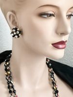 Schmuck Lot No.3 Halskette/Ohrclip irisier. Perlen-Chrälleli