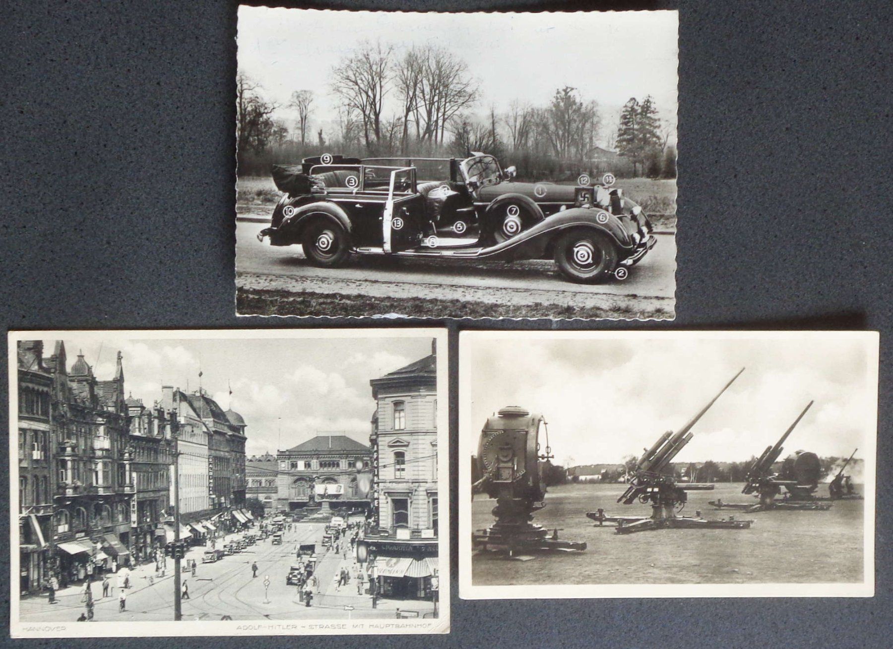 Cartoline postali: DEUTSCHES REICH 1938/1942: 3 Ansichtskarten – Nuovo (secondo la descrizione) da Le Locle venduto da timbrettino