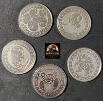 Meiji Pokémon Battle 5 Metal Coins Japanese Vintage Münzen