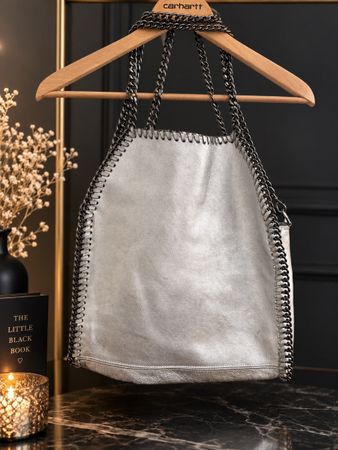  Tasche silberfarben Leder