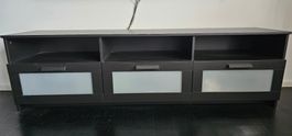 Schwarzes TV-Möbel mit Glasfronten, gebraucht