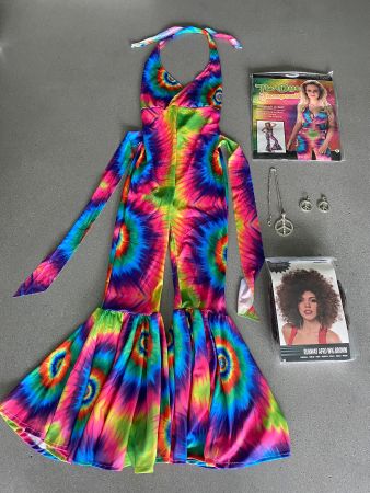 Fasnacht Hippie 70er Jahre Kostüm Disco Fancy Dress Gr.S