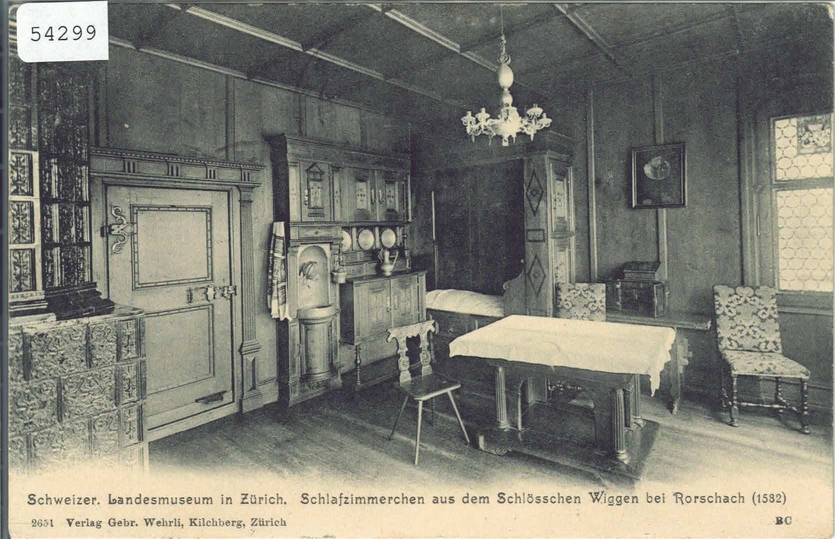 Cartoline postali: Rorschach - Schlafzimmerchen aus dem Schlösschen Wiggen – Usato da Ettingen venduto da Kartenplanet