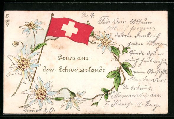 Cartoline postali: Präge-Lithographie Schweiz, Nationalfla – Usato da Berlin venduto da bartko-reher