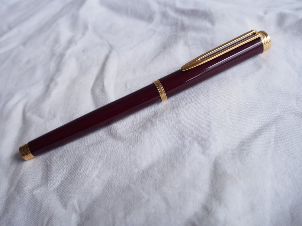 Stylo Plume Waterman Gentleman - Laque Bordeaux, Pointe Fine, Or, Occasion
