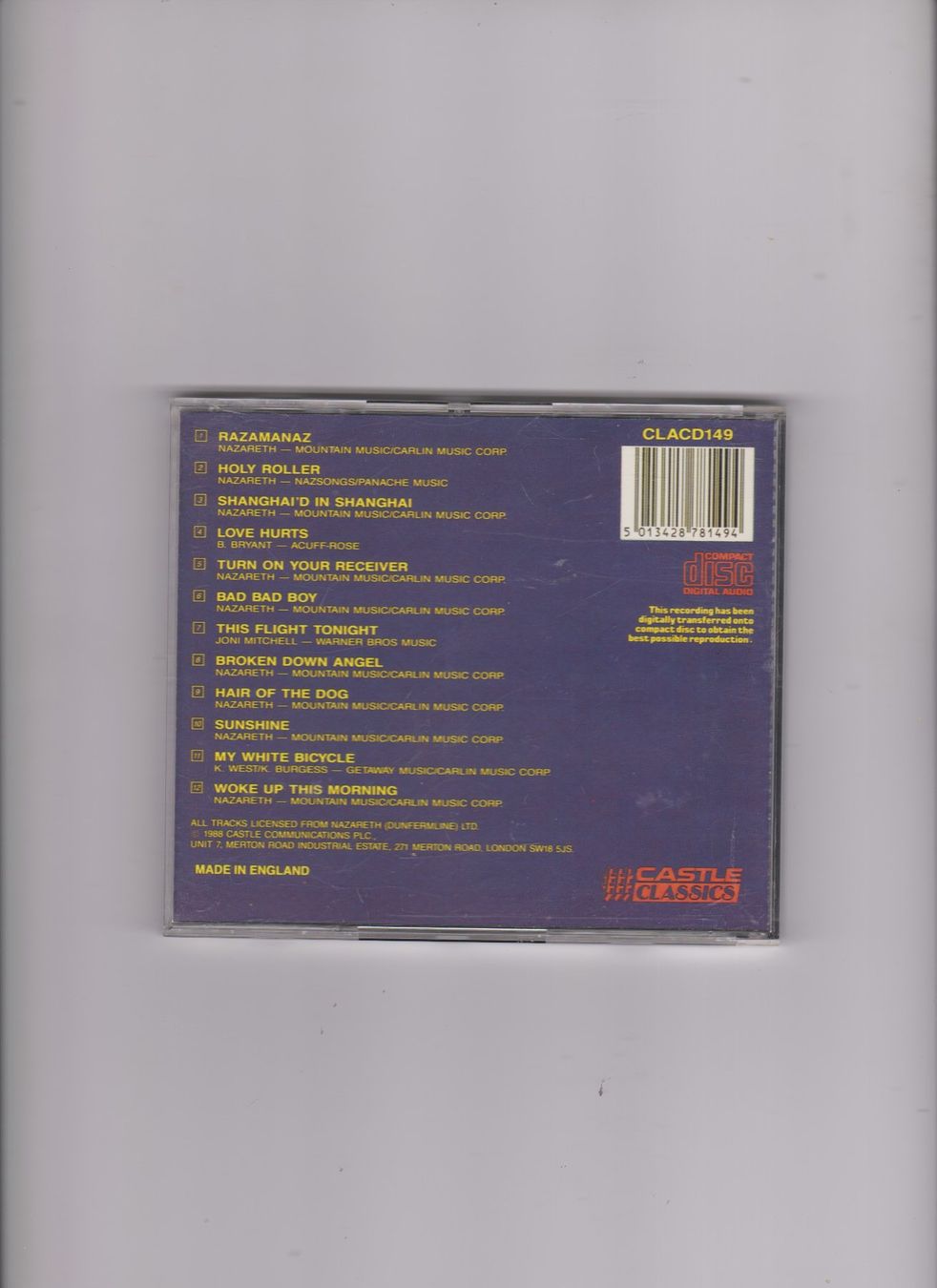CD: CD Nazareth - Greatest Hits – Usato da Bex venduto da Canouille 1