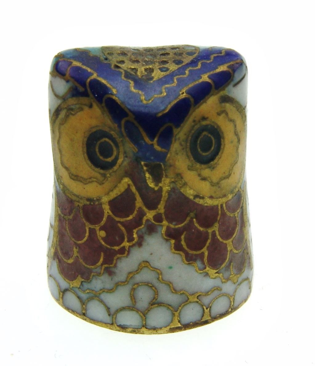 Ditali: Fingerhut - Cloisonne Uhu - Eulenkopf 2 – Usato da Langenthal venduto da hamster-raeumung