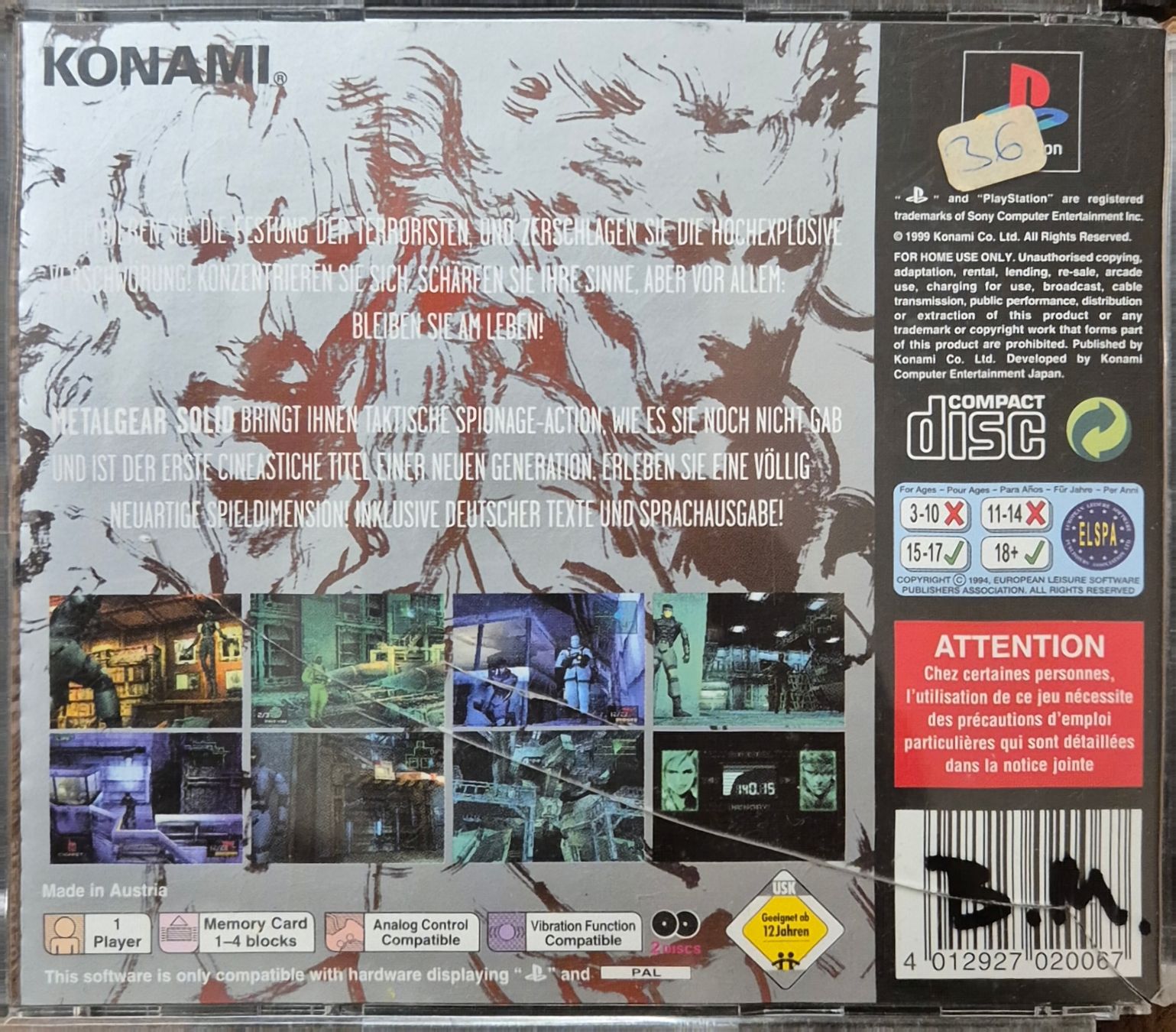 Sony Giochi: PlayStation Spiel Metal Gear Solid gebraucht – Usato da Busswil TG venduto da one123 1