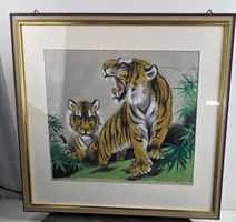 Tigerbild mit schönen Rahmen China  Signiert