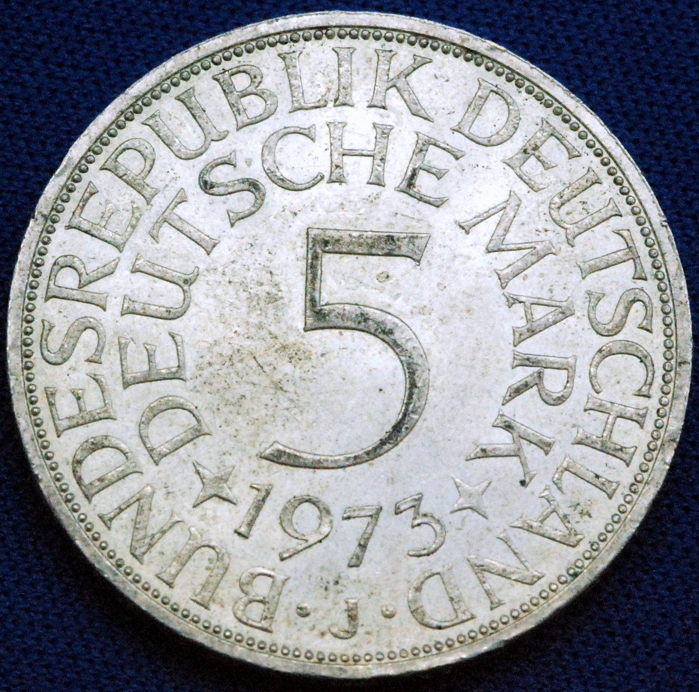 Alle Münzen: 5 Deutsche Mark, Silberadler. Jg. 1973 – Gebraucht aus Mühlethal von sowato 1