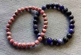 2 Edelstein Armbänder - Rhodonit & Sodalith