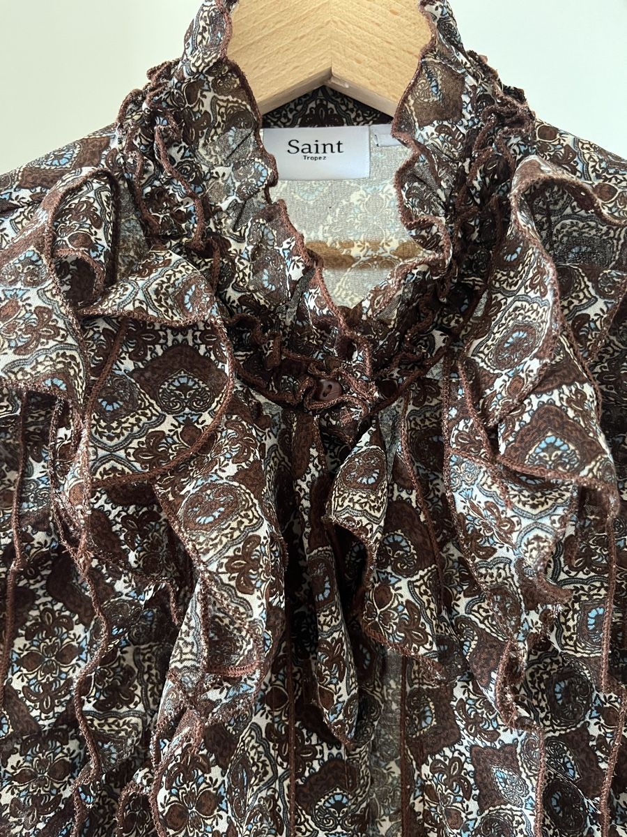 Blusen: Saint Tropez Bluse braun gemustert mit Rüschen Gr.S – Neu (gemäss Beschreibung) aus Bonstetten von ale_vs 1