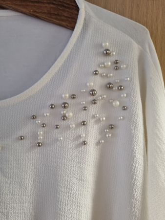 Weisses Bianca Sommer Shirt Gr. 42-44 Perlen Details