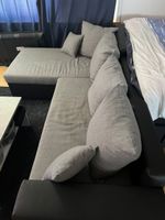Ecksofa grau Stoff 