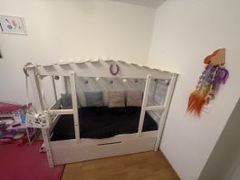 Kinderbett mit Ausziehbett weiss 160•80 guter Zustand