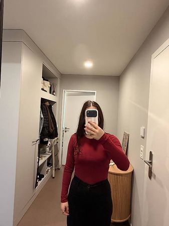 ZARA Langarmshirt Bordeauxrot  Grösse S