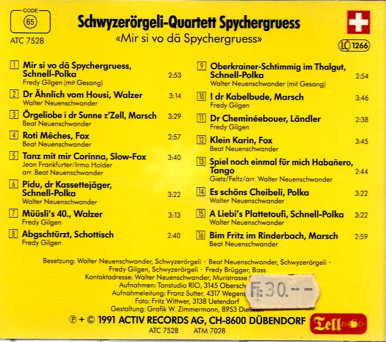 CD: Schwyzerörgeli-Quartett MIR SI VO DÄ SPYCHERGRUESS CH CD – Usato da Kandergrund venduto da Sososo 1