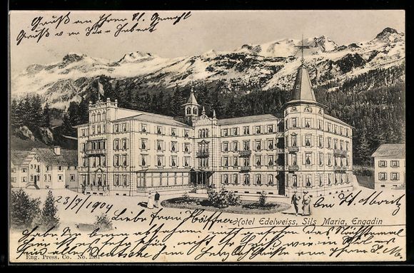 Ansichtskarten: Sils Maria /Engadin, Hotel Edelweiss vor – Gebraucht aus Berlin von bartko-reher