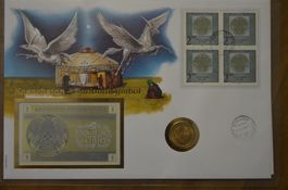 11 Banknotenbriefe mit Münzen