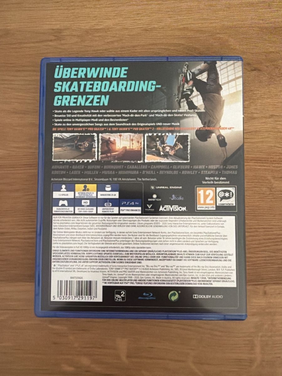 Spiele: Tony Hawk Pro Skater 1+2 Ps4 – Gebraucht aus Hagendorn von masterchieff 1