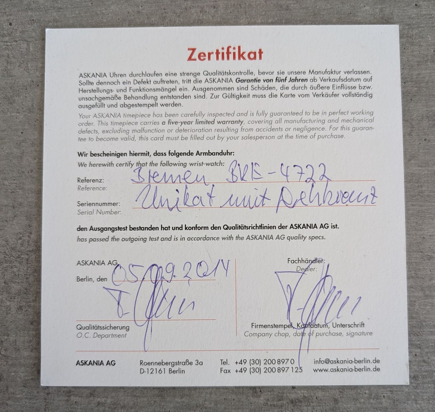 Uhren: Askania Berlin - Chronograph – Gebraucht aus Mettmenstetten von monotoner 6