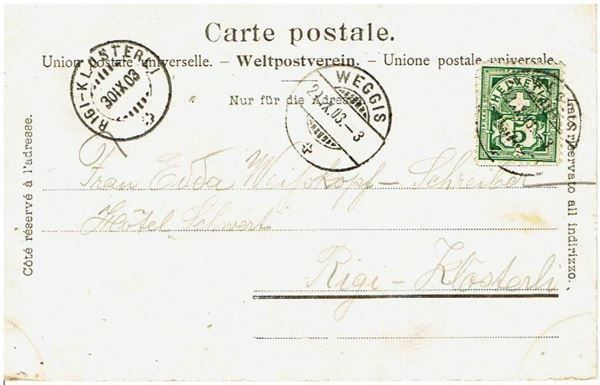 Cartoline postali: Weggis mit Pilatus, 1903 – Usato da Flims - Dorf venduto da Stagediver 1