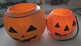 Halloween Kürbis Eimer Set 2 Stück orange Kunststoff