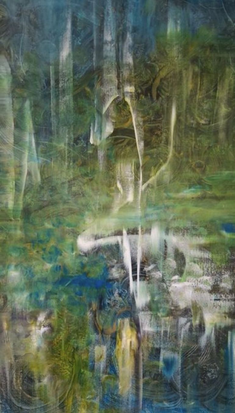 Tableaux: Gemälde " Schwanenlicht " handmade 80×100 – Neuf (Voir description) à Riehen par Steinbock1970 2