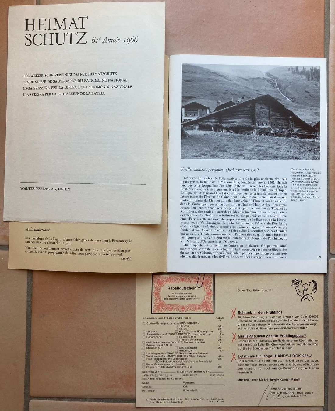 Bücher: Heimat Schutz - 61année, N° 4, 1966 – Gebraucht aus Versoix von HELVETICA_1 1