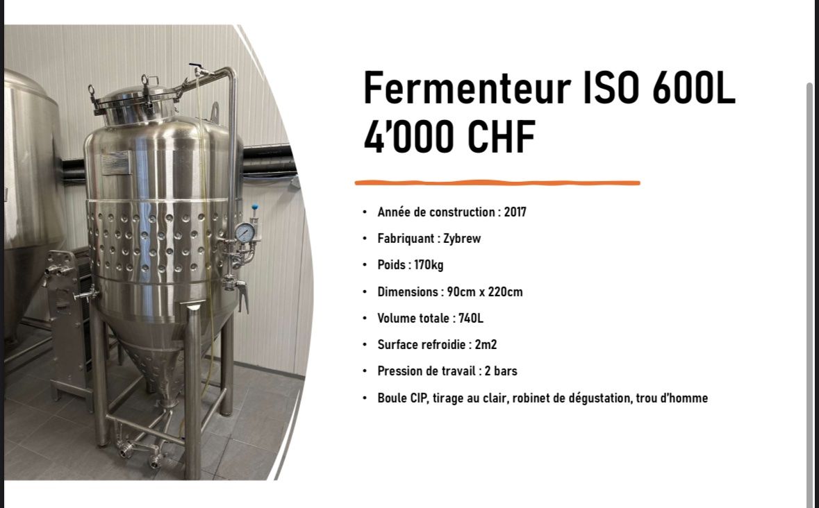 Accessori: Fermenteur inox ISO 600L – Usato da Porrentruy venduto da Thex_410