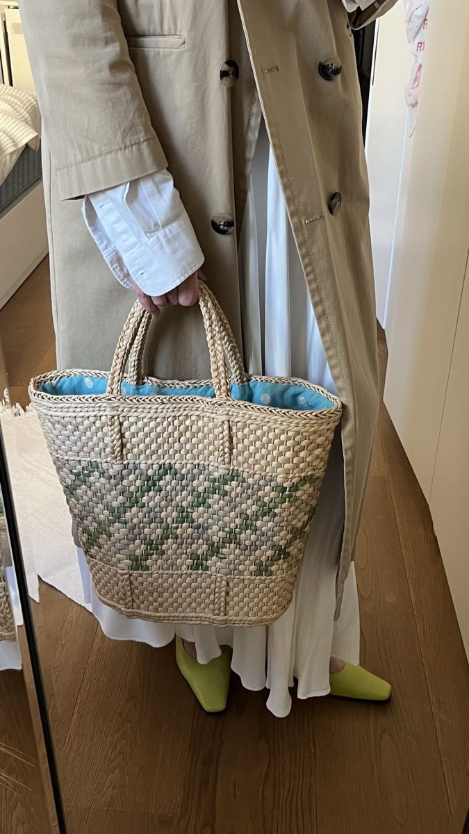 Altro per la casa: VINTAGE HANDMADE RAFFIA GREEN MAXI BAG – Usato da Lugano venduto da yul_fhg2 2