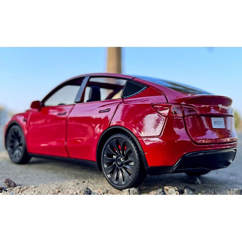 Tesla Modellautos: Tesla Model Y Modellauto 1/24 Farbe Rot – Neu und originalverpackt aus Dietikon von e-car-shop.schweiz 1