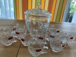 Bowle Schale mit 12 Bowletassen Kristallglas